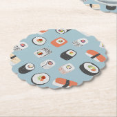 Fun Sushi Nigiri Maki Roll Japans voedselpatroon Kartonnen Onderzetters (Gekanteld)
