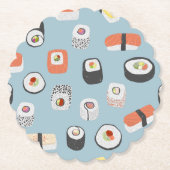 Fun Sushi Nigiri Maki Roll Japans voedselpatroon Kartonnen Onderzetters (Voorkant)