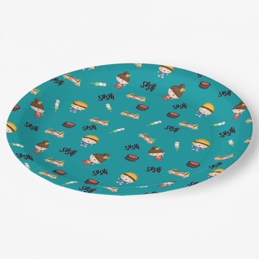 Fun Sushi Pattern Papieren Bordje (Gekanteld)