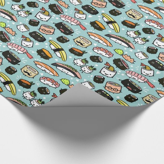 Fun Sushi-tekens gepatterd Kawaii Cute Cadeaupapier (Hoek)