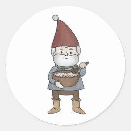 Fun Swedish Tomte Gnome & Porridge Illustratie Ronde Sticker