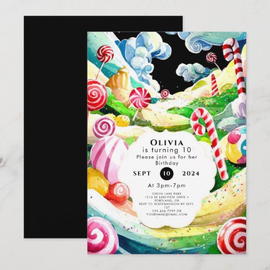 Fun Sweet Candyland Verjaardag Kaart (Voorkant / Achterkant)