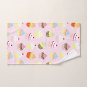 Fun Sweet Cupcake Dessert Patroon op Roze Bad Handdoek (Handdoek)