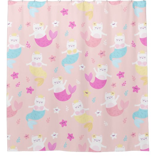 Fun Sweet Pink-zeemkatten Douchegordijn (Voorkant)