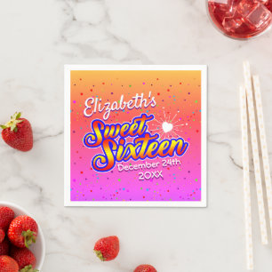 Fun Sweet Sixteen-verjaardag op roze en goud Servet