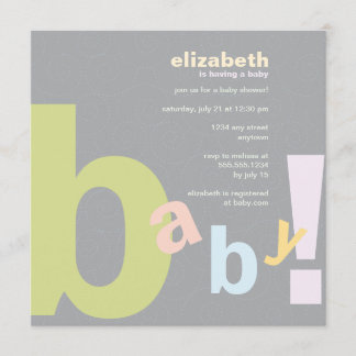 Fun Swirls Baby shower nodigt uit: Silver Gray Kaart