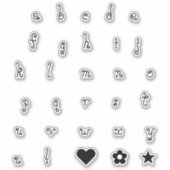 Fun Swirly Black Font Alphabet Initiaal Letters Sticker (Voorkant)