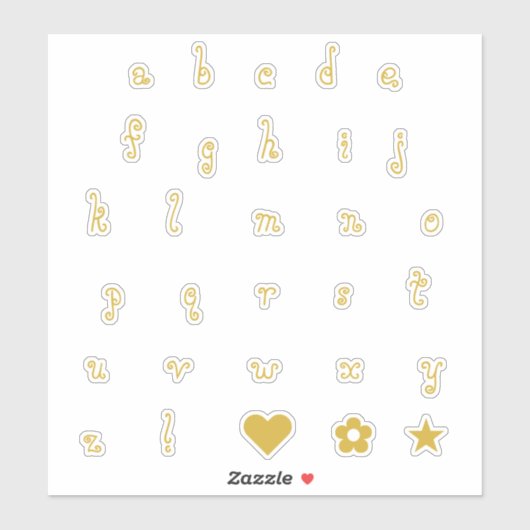 Fun Swirly Gold Font Alphabet Stickers Letters (Vel)