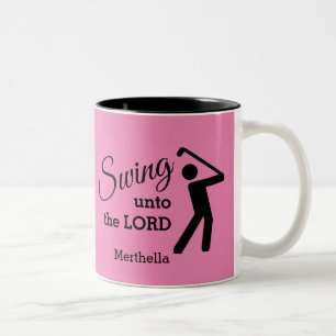 Fun SWUNTO THE LORD  PINK Golf Tweekleurige Koffiemok