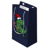 Fun T-rex Dinosaur in Santa Hat-kerstcadeautas Klein Cadeauzakje (Voorkant Gekanteld)
