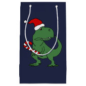 Fun T-rex Dinosaur in Santa Hat-kerstcadeautas Klein Cadeauzakje (Voorkant)