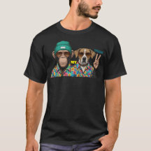 Fun T-shirt met dierenvrienden | Coole aap en hond