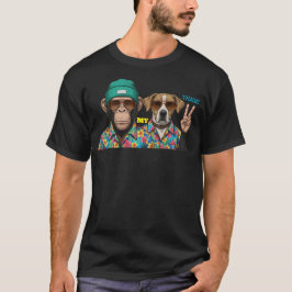 Fun T-shirt met dierenvrienden | Coole aap en hond