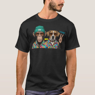 Fun T-shirt met dierenvrienden | Coole aap en hond