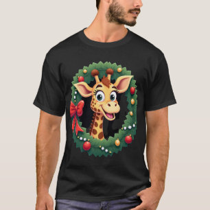 Fun T-shirt met Giraffe Meme Gezicht Festive Kerst