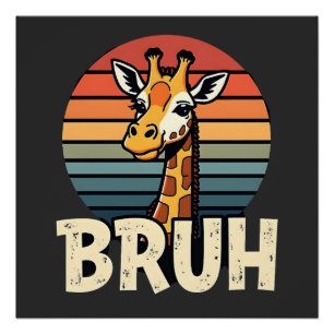Fun T-shirt met Grappig Dier Giraffe Meme Gezicht Perfect Poster
