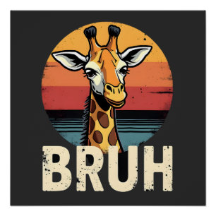Fun T-shirt met Grappig Dier Giraffe Meme Gezicht Perfect Poster