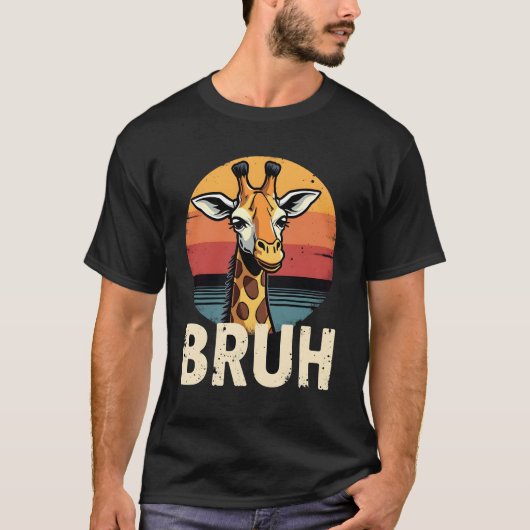 Fun T-shirt met grappige dier-giraffe-meme-gezicht (Voorkant)