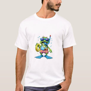 Fun T-shirt met kikker snorkelen zwemmen zomer