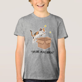 Fun T-shirt met springende kat voor jongens