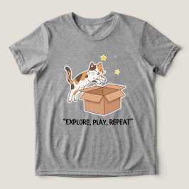 Fun T-shirt met springende kat voor jongens