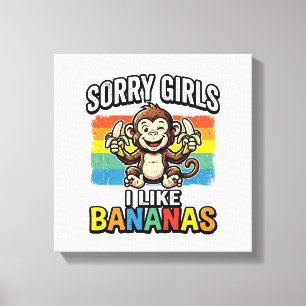 Fun T-shirt-ontwerp met vintage gravure van banaan Canvas Afdruk
