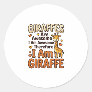 Fun T-shirt-ontwerp met vintage-gravure voor giraf Ronde Sticker