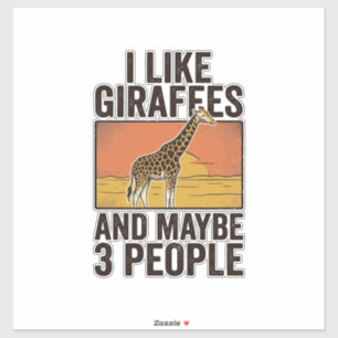 Fun T-shirt-ontwerp met vintage-gravure voor giraf Sticker
