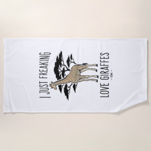 Fun T-shirt-ontwerp met vintage-gravure voor giraf Strandlaken