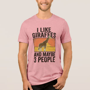 Fun T-shirt-ontwerp met vintage-gravure voor giraf Tri-Blend Shirt
