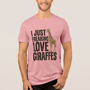 Fun T-shirt-ontwerp met vintage-gravure voor giraf Tri-Blend Shirt