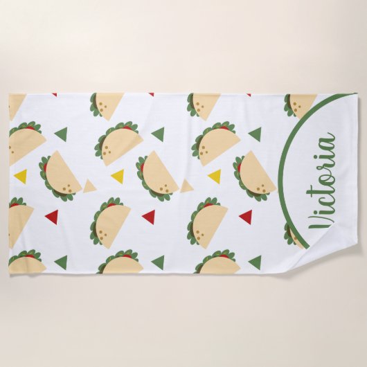 Fun Taco Name Confetti Beach Towel Strandlaken (Voorkant)