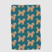 Fun Tan Doodle Dog op Donkerblauw Groen Golfhanddoek (Voorkant)