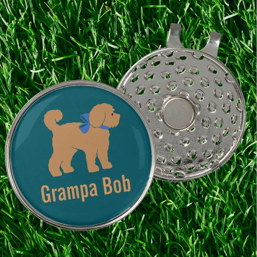 Fun Tan Doodle Dog op Donkerblauw Groen Golfhanddoek