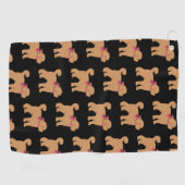 Fun Tan Doodle Dog op zwart Golfhanddoek (Horizontaal)