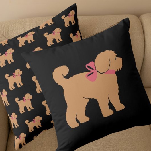 Fun Tan Doodle Dog op zwart Golfhanddoek