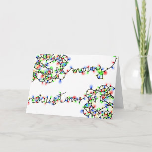 Fun tangled Christmas Lights "Merry Christmas" Kaart