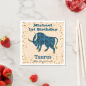 Fun Taurus First Birthday & Gold Confetti Servet (Insitu)