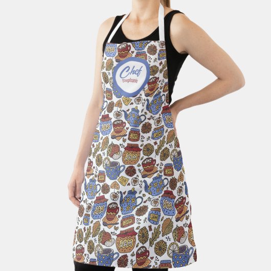 Fun Tea and Jam Pattern, Personalized Chefs Schort (Insitu)