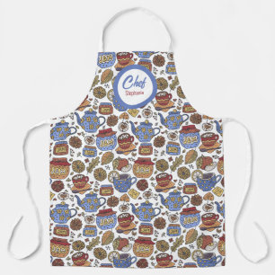 Fun Tea and Jam Pattern, Personalized Chefs Schort