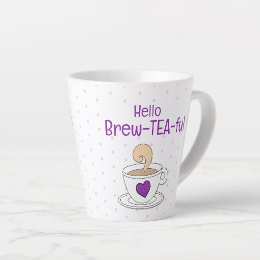 Fun Tea Puns Coffee Tea Lovers Latte Mok (Rechterhoek)