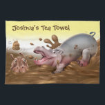 Fun Tea Towel Hippos in de modder. Theedoek<br><div class="desc">Fun Tea Towel Hippos in de modder.
Verander de naam - het is zo gemakkelijk!
Stel je voor dat je een Hippo in de modder bent, en stel je voor dat je jezelf en je kinderen in dit prachtige Hippo-personage, geïllustreerd als grote keukenhanddoek.</div>