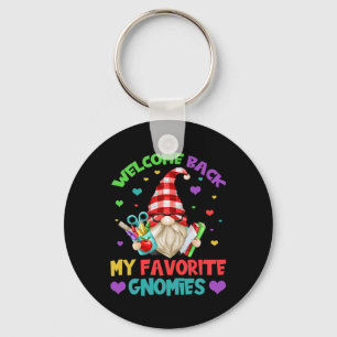 Fun Teacher Gnome T-shirt - Leuk welkom terug op s Sleutelhanger
