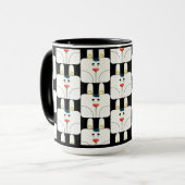 Fun Team Bunny Face in zwart-wit Mok (Voorkant links)