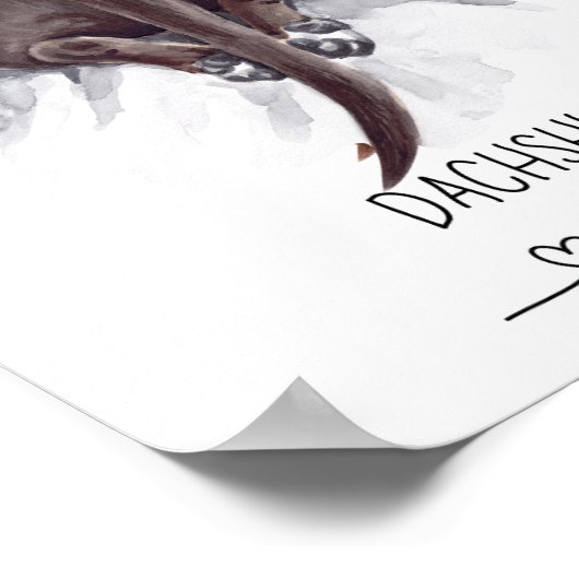 Fun Teckel Wall Art Poster Zwart (Hoek)