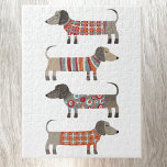 Fun Teckel Wiener Sausage Dog Legpuzzel<br><div class="desc">Schattigee kleine teckel worst of wiener honden in wollige breigoed. Perfect voor dierenvrienden.</div>
