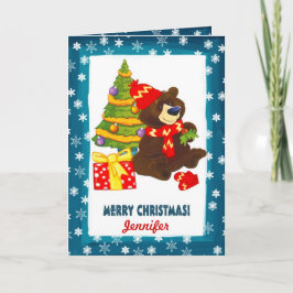 Fun Teddy Bear | Eigen naam kerstmis Feestdagen Kaart