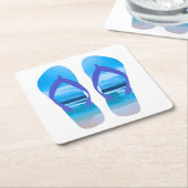 Fun Teenslippers Summer Beach Art for Vacation Kartonnen Onderzetters (Schuin)