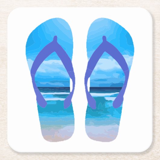 Fun Teenslippers Summer Beach Art for Vacation Kartonnen Onderzetters (Voorkant)