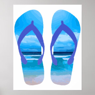 Fun Teenslippers Summer Beach Art for Vacation Poster